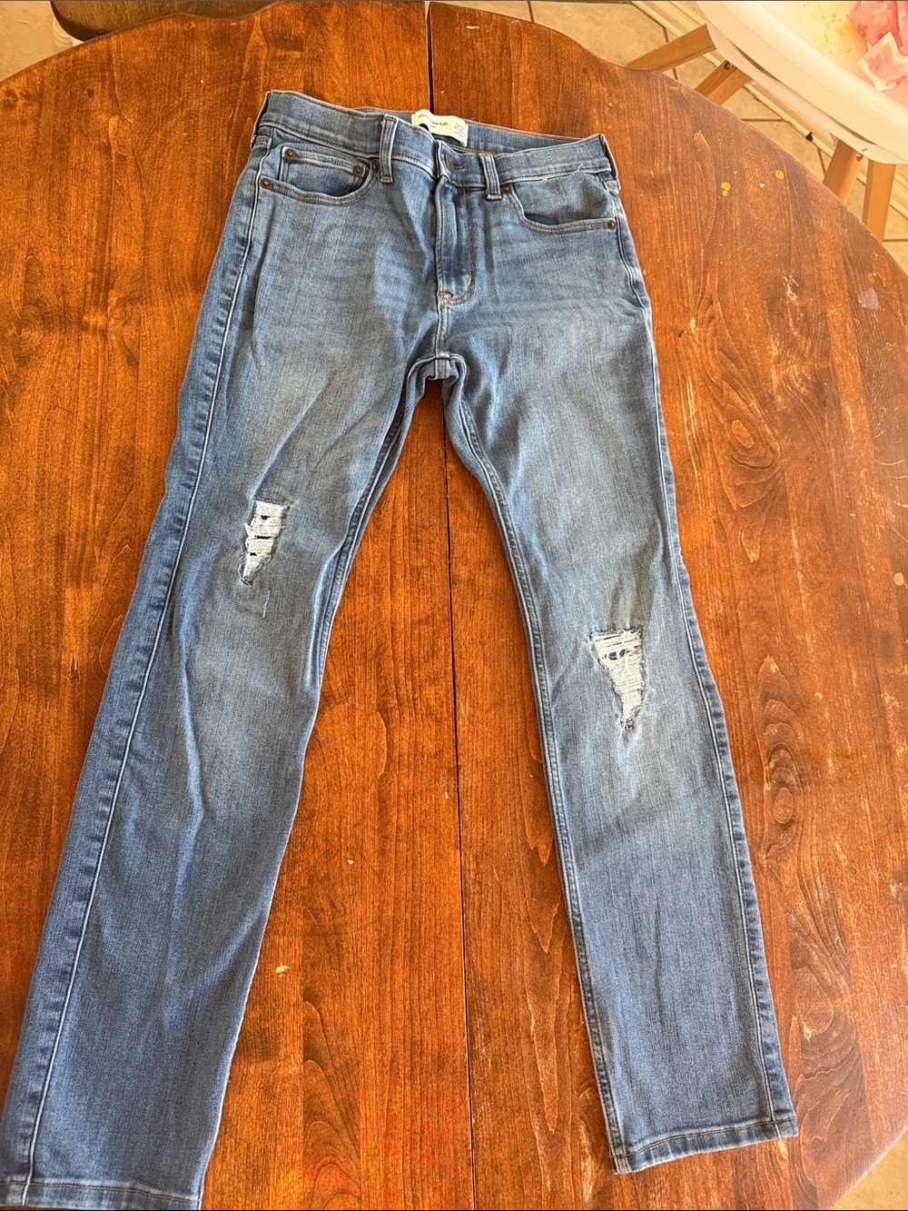 abercrombie kids Light Blue Slim Distressed Jeans